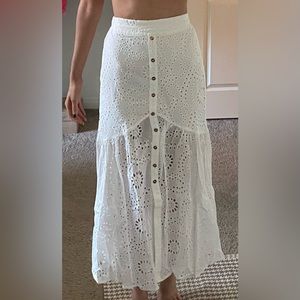 Petal & Pup White Eyelet Midi Skirt